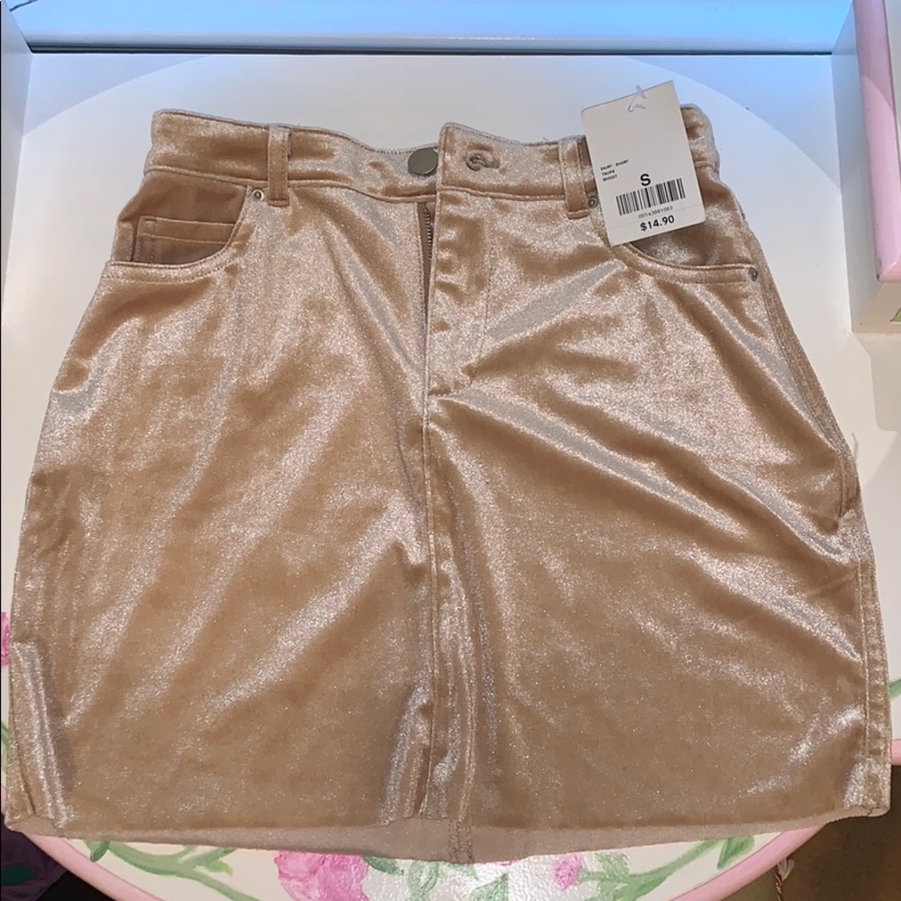 velvet beige mini skirt